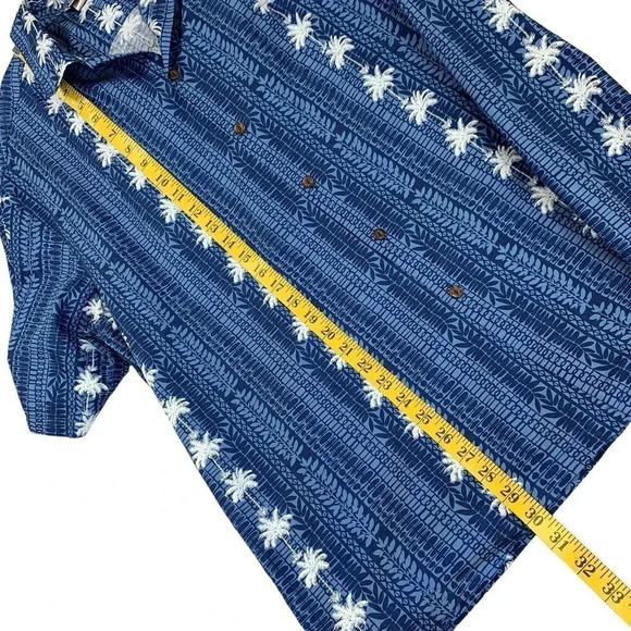 Pacific Legend Hawaiian Short Sleeve Button Down Shirt XL Blue White Palm Trees - Picture 14 of 16